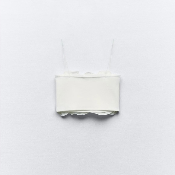 ZARA Ruffled Ribbed Crop Top - Picture 3 of 7